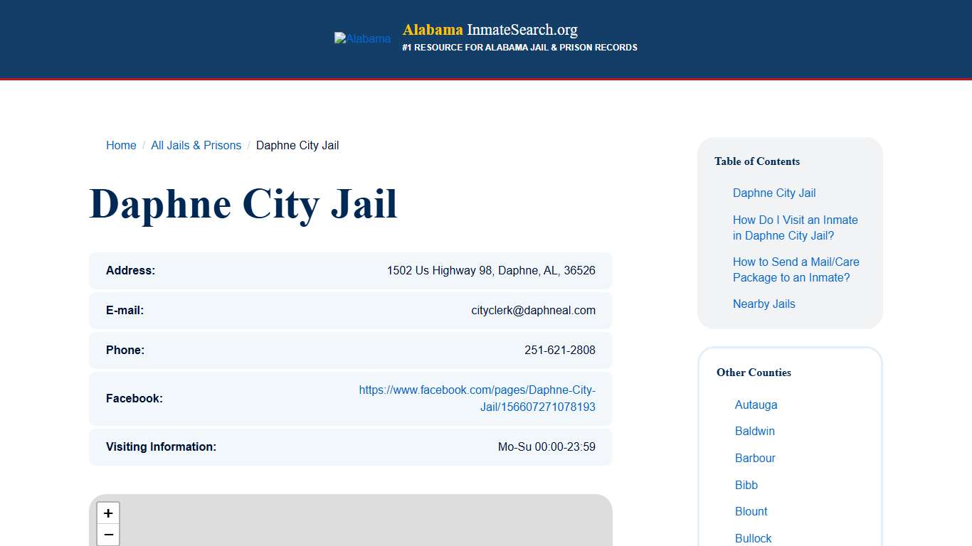 Daphne City Jail Inmate Search, Visitation, and Bail Information